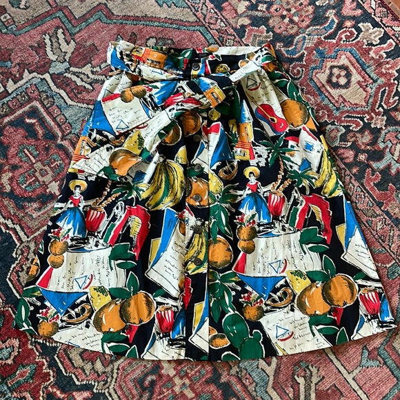 J. Crew Dresses & Skirts - J. Crew tropical postcard print button front skirt with pockets and tie waist
